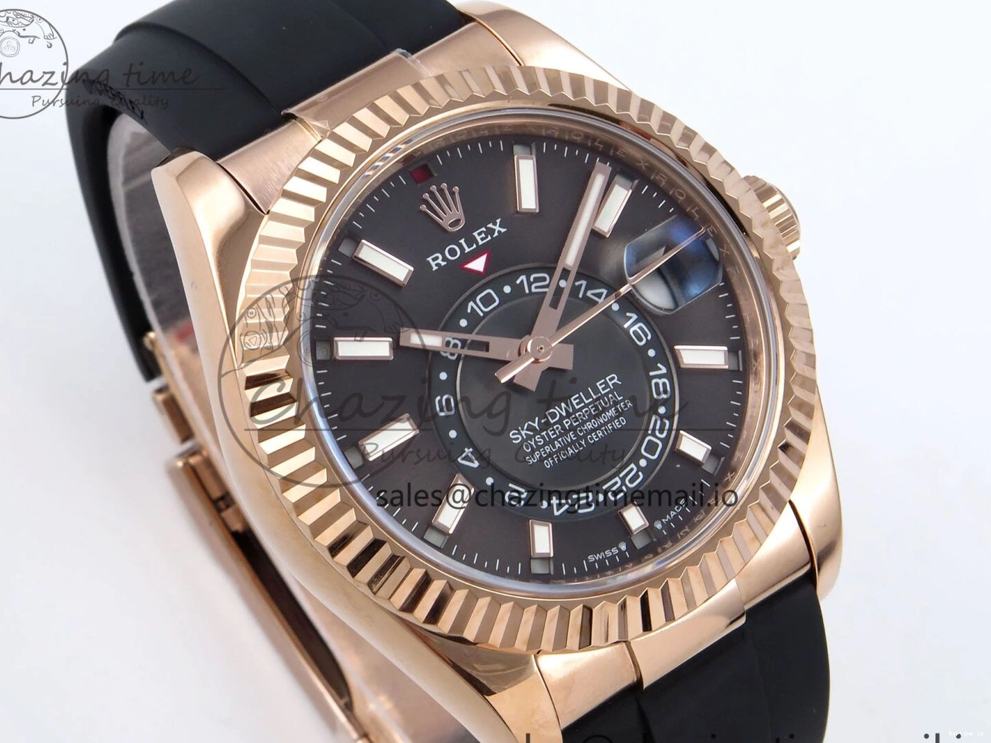 0104 Sky-Dweller 336235 RG ZF 1:1 Best Edition Gray Dial on Oysterflex Strap A23J (Gain Weight) SportInspired 908